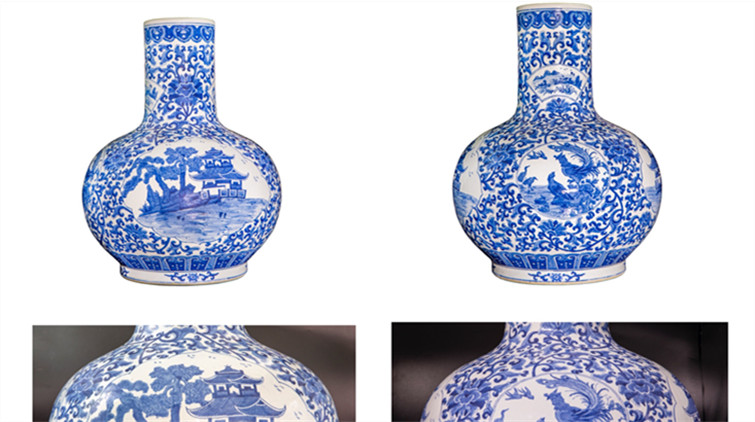 青花梧桐芙蓉穿枝牡丹紋天球瓶的藝術(shù)賞析與探討