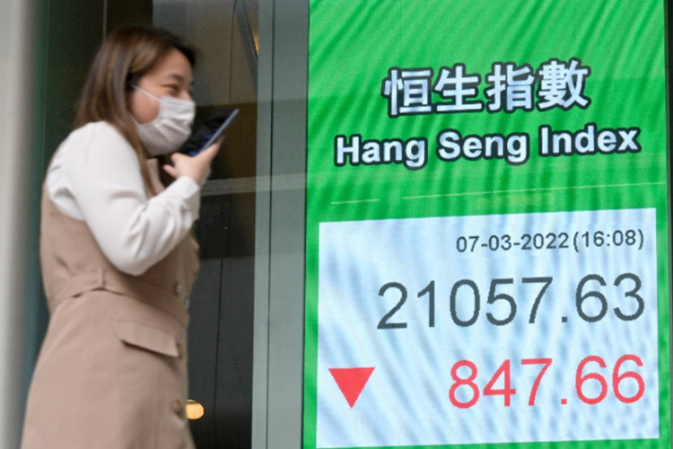 憂慮禁運俄羅斯石油   恒指跌847點曾創(chuàng)5年半新低