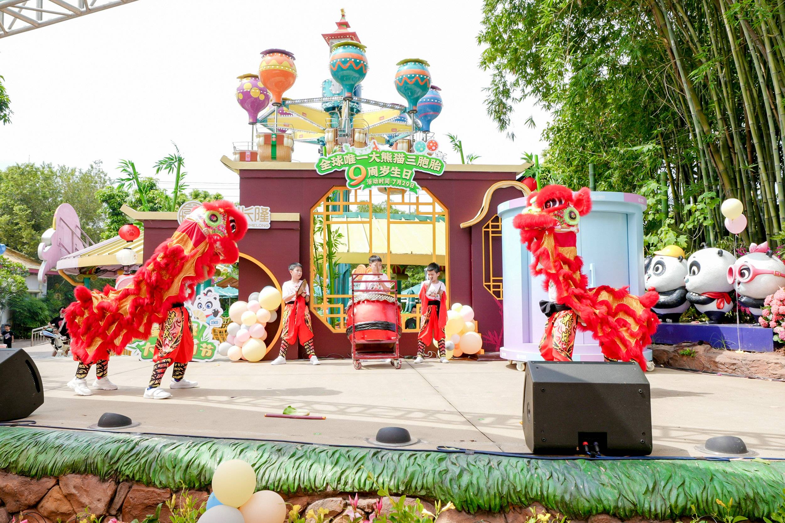 全球唯一大熊貓三胞胎迎9周歲  長(zhǎng)隆辦豪華生日會(huì)