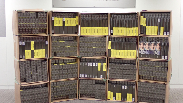 海關(guān)偵破5宗走私香煙案 檢值1000萬元懷疑私煙