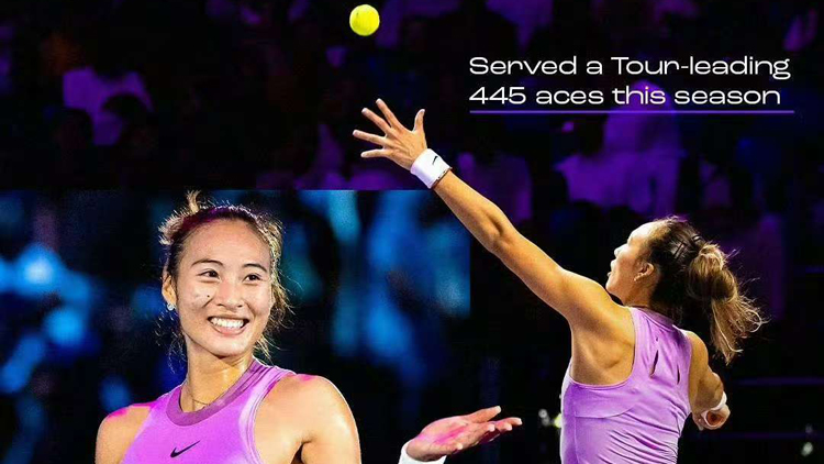 鄭欽文，2024年ACE球數(shù)排名WTA第一！